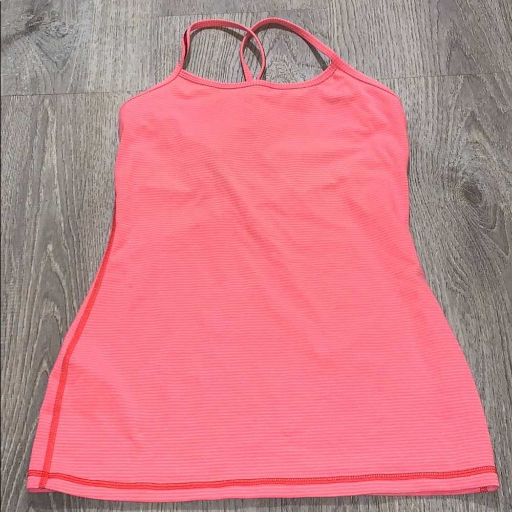 Lululemon Pink/Orange Striped Power Y Tank